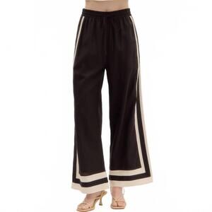 NEW STYLE USA solid high waist wide leg pull on pant in black